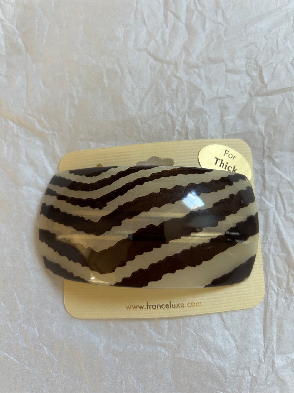 France luxe Zebra-Pattern Hair Barrette in Beige and dark brown
